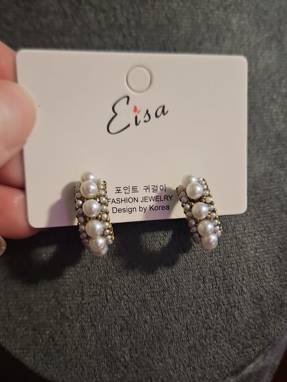 Pearl and Gold Beaded Hoop Earrings - White